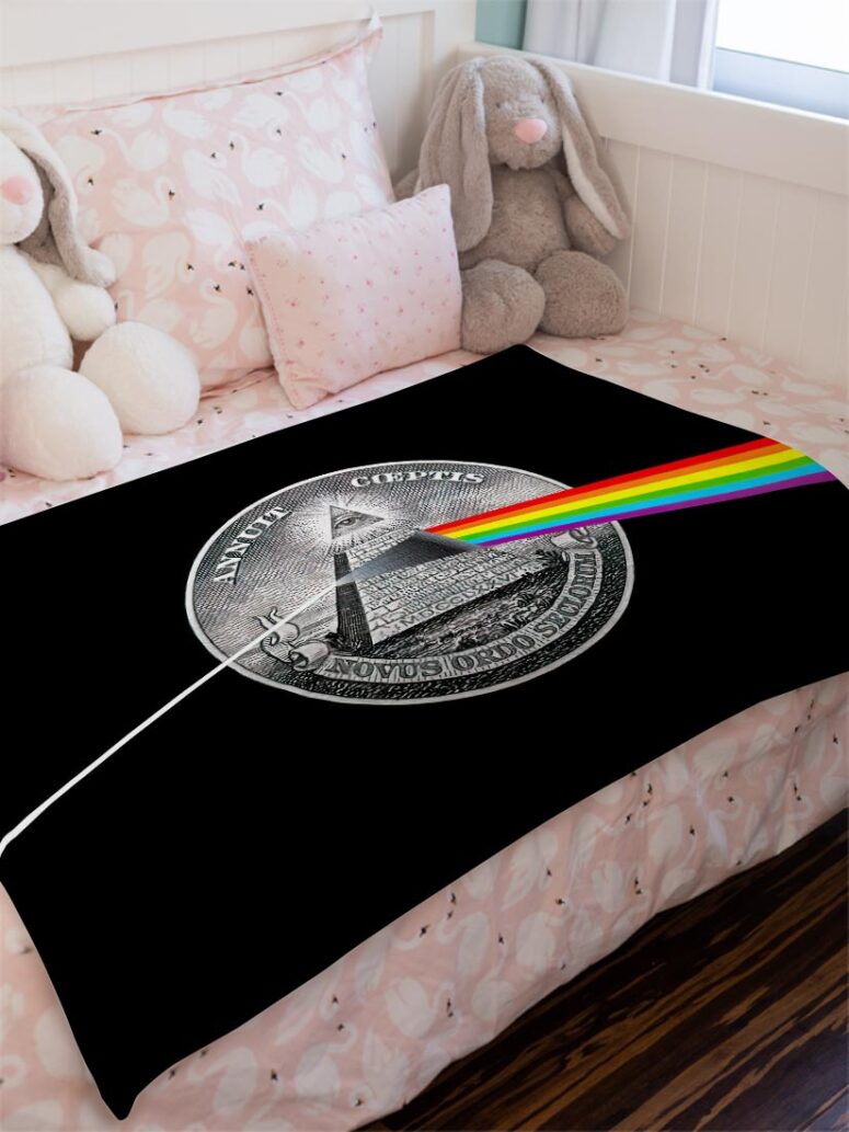 God We Trust With Pink Floyd Velveteen Plush Blanket