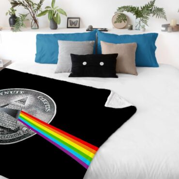 God We Trust With Pink Floyd Velveteen Plush Blanket God We Trust With Pink Floyd Velveteen Plush Blanket