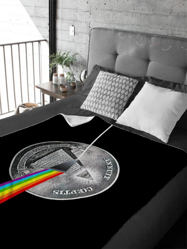 God We Trust With Pink Floyd Velveteen Plush Blanket