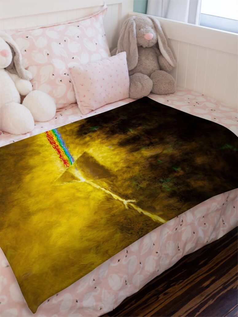 Golden Dark Side Of The Moon Pink Floyd Velveteen Plush Blanket