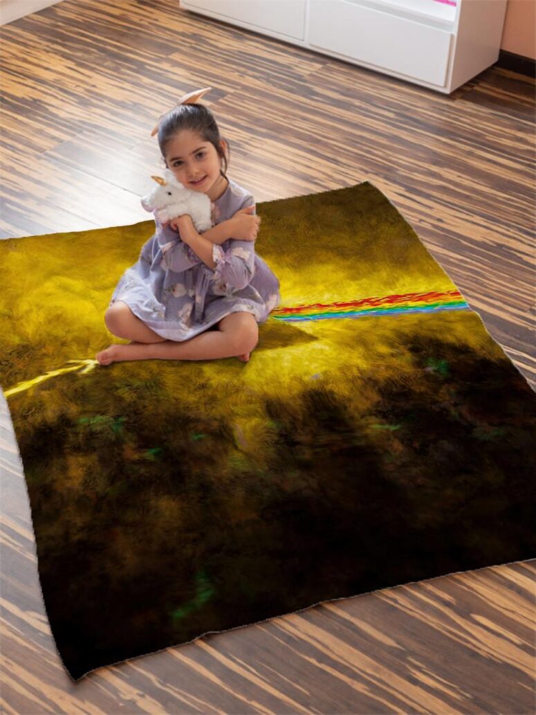 Golden Dark Side Of The Moon Pink Floyd Velveteen Plush Blanket