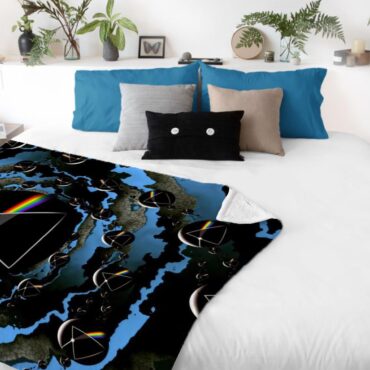 Good bye Blue Sky Dark Side Of the Moon Pink Floyd Velveteen Plush Blanket