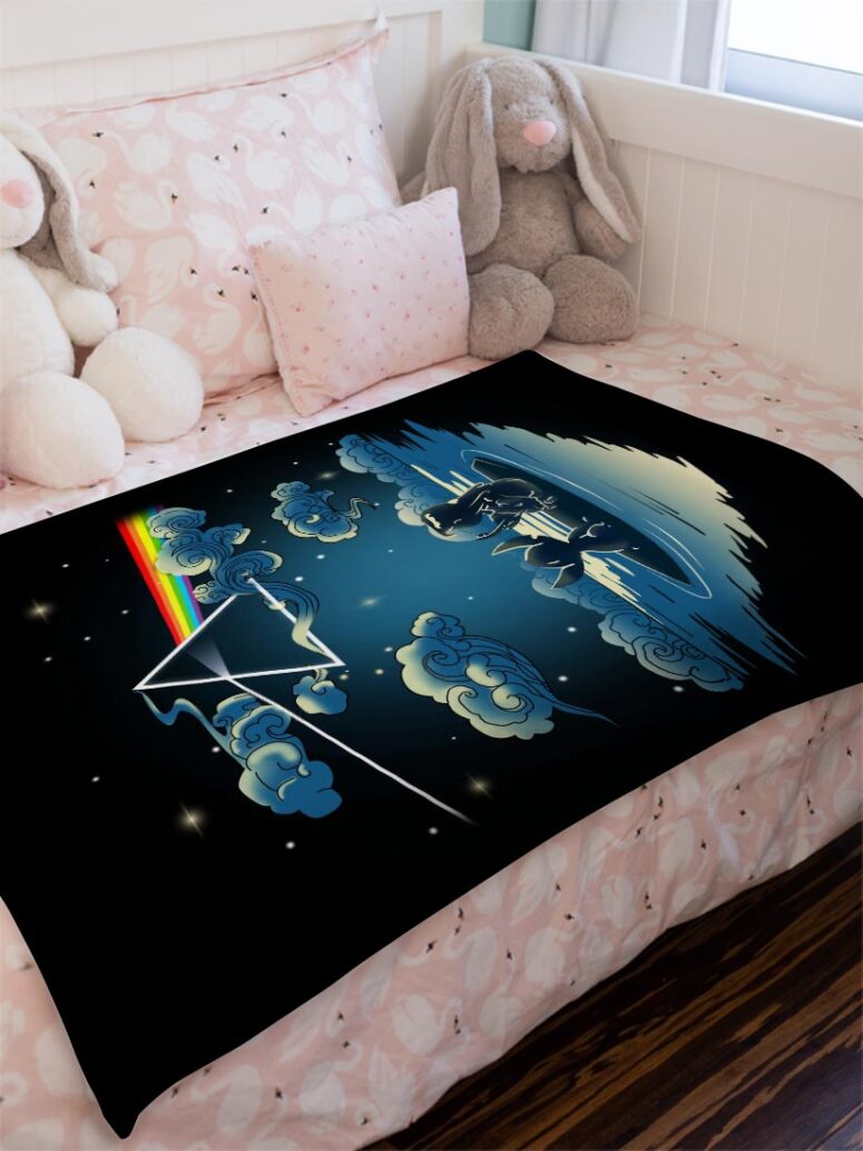 Lilo And Stitch Starry Sky Dark Side Of The Moon Pink Floyd Velveteen Plush Blanket
