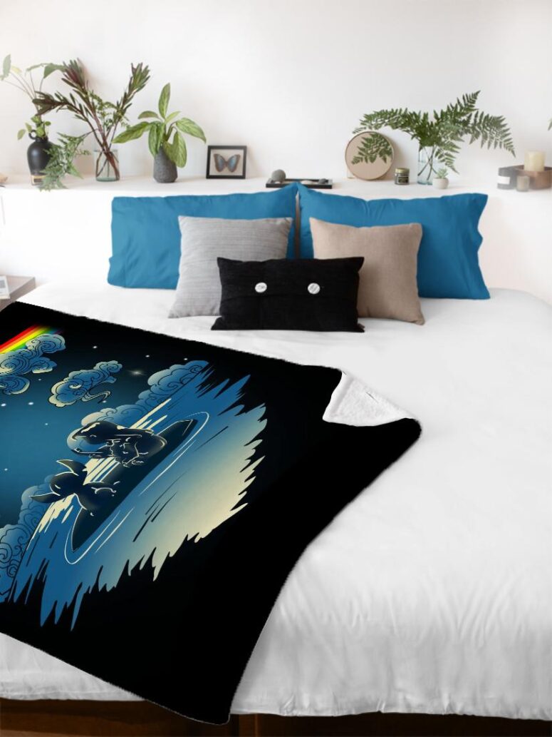 Lilo And Stitch Starry Sky Dark Side Of The Moon Pink Floyd Velveteen Plush Blanket
