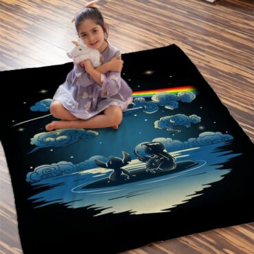 Lilo And Stitch Starry Sky Dark Side Of The Moon Pink Floyd Velveteen Plush Blanket