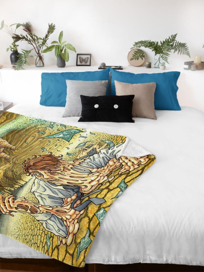 Money Hand Drawing Art Pink Floyd Velveteen Plush Blanket