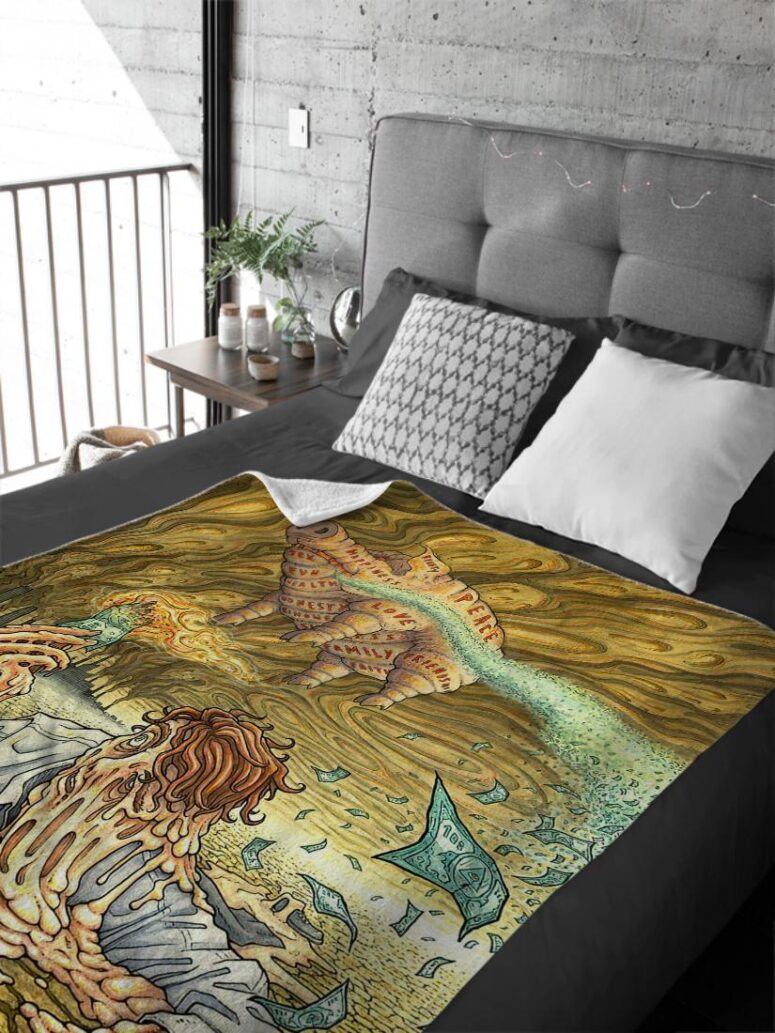 Money Hand Drawing Art Pink Floyd Velveteen Plush Blanket