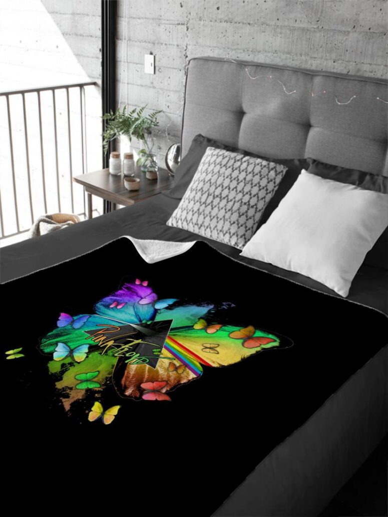 Nick Mason Butterfly x Dark Side Of The Moon Pink Floyd Velveteen Plush Blanket Nick Mason Butterfly x Dark Side Of The Moon Pink Floyd Velveteen Plush Blanket