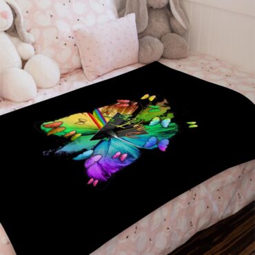 Nick Mason Butterfly x Dark Side Of The Moon Pink Floyd Velveteen Plush Blanket
