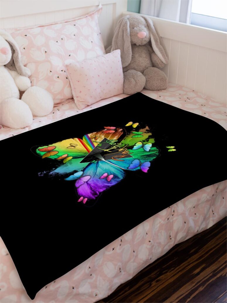 Nick Mason Butterfly x Dark Side Of The Moon Pink Floyd Velveteen Plush Blanket Nick Mason Butterfly x Dark Side Of The Moon Pink Floyd Velveteen Plush Blanket