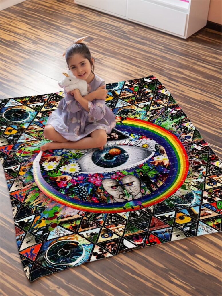 Album Cover Ring Collage Blotter Art Pink Floyd Velveteen Plush Blanket