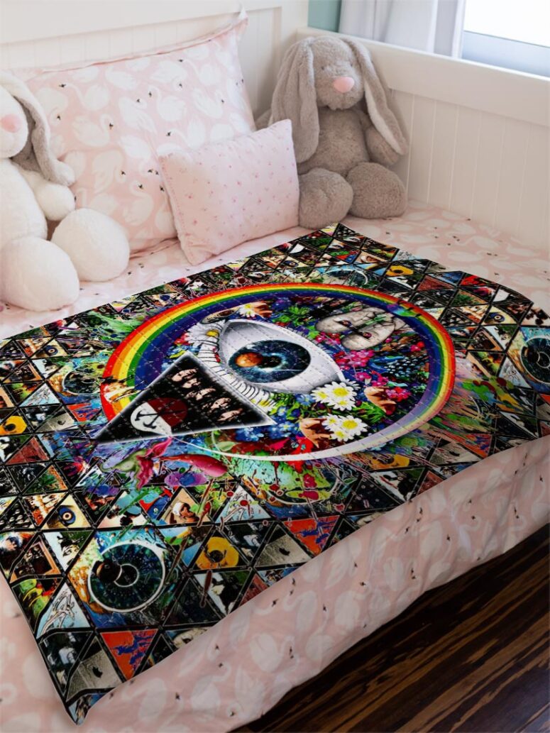 Album Cover Ring Collage Blotter Art Pink Floyd Velveteen Plush Blanket
