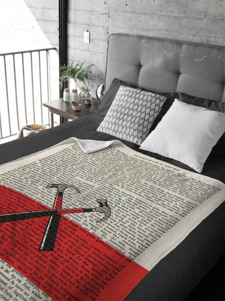 PINK FLOYD Hammers The Wall Art Print on 1850 Antique Book Page Velveteen Plush Blanket PINK FLOYD Hammers The Wall Art Print on 1850 Antique Book Page Velveteen Plush Blanket