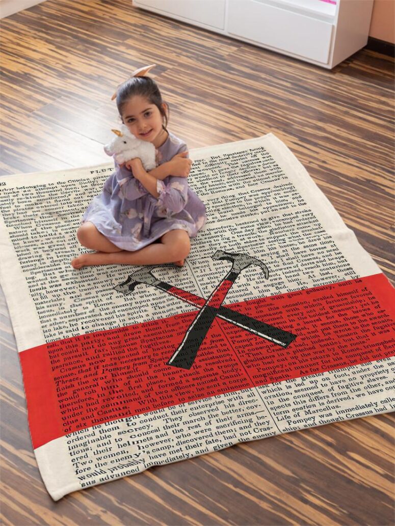 PINK FLOYD Hammers The Wall Art Print on 1850 Antique Book Page Velveteen Plush Blanket PINK FLOYD Hammers The Wall Art Print on 1850 Antique Book Page Velveteen Plush Blanket
