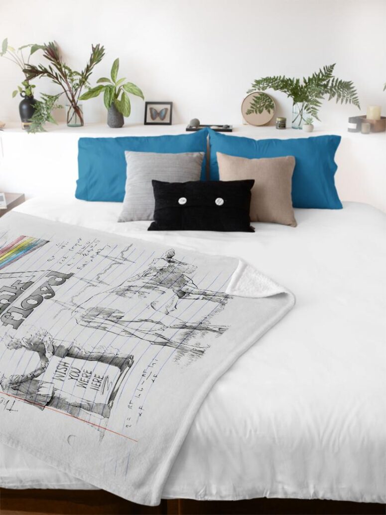 Pink Floyd Album Art Sketches Velveteen Plush Blanket