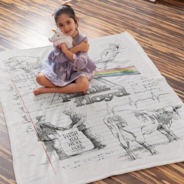 Pink Floyd Album Art Sketches Velveteen Plush Blanket