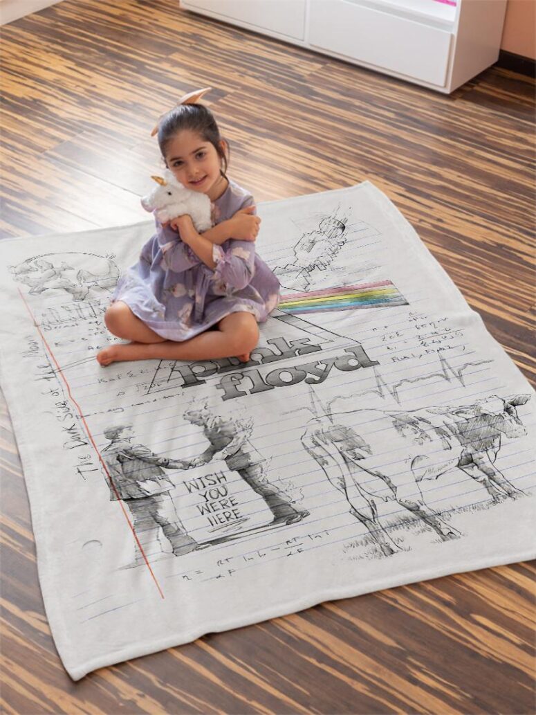 Pink Floyd Album Art Sketches Velveteen Plush Blanket