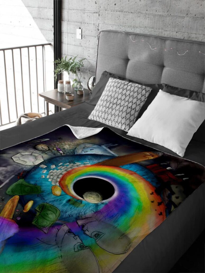 Pink Floyd Album Collage Art Velveteen Plush Blanket