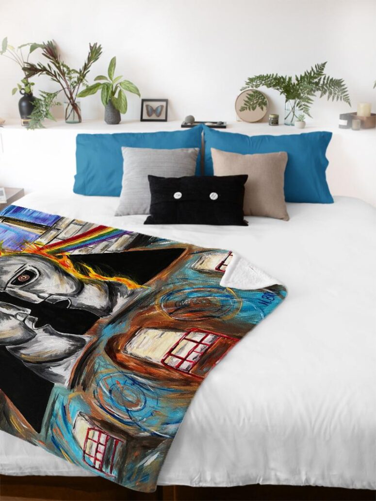 Pink Floyd Album Cover Drawing Art Velveteen Plush Blanket