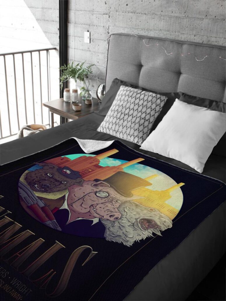 Pink Floyd Dog Pig Sheep Animals Album Art Velveteen Plush Blanket Pink Floyd Dog Pig Sheep Animals Album Art Velveteen Plush Blanket