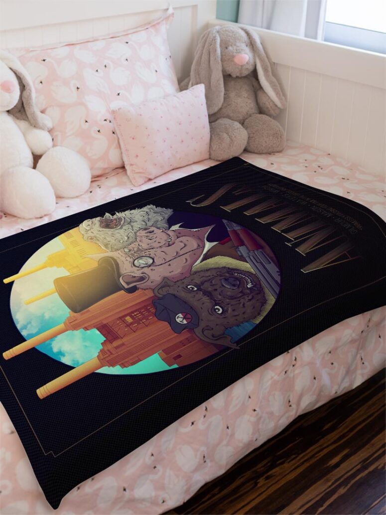 Pink Floyd Dog Pig Sheep Animals Album Art Velveteen Plush Blanket Pink Floyd Dog Pig Sheep Animals Album Art Velveteen Plush Blanket