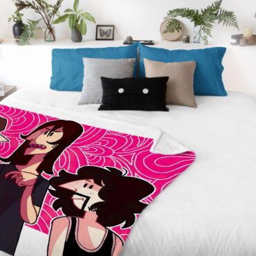 Pink Floyd Band Cartoon Art Velveteen Plush Blanket