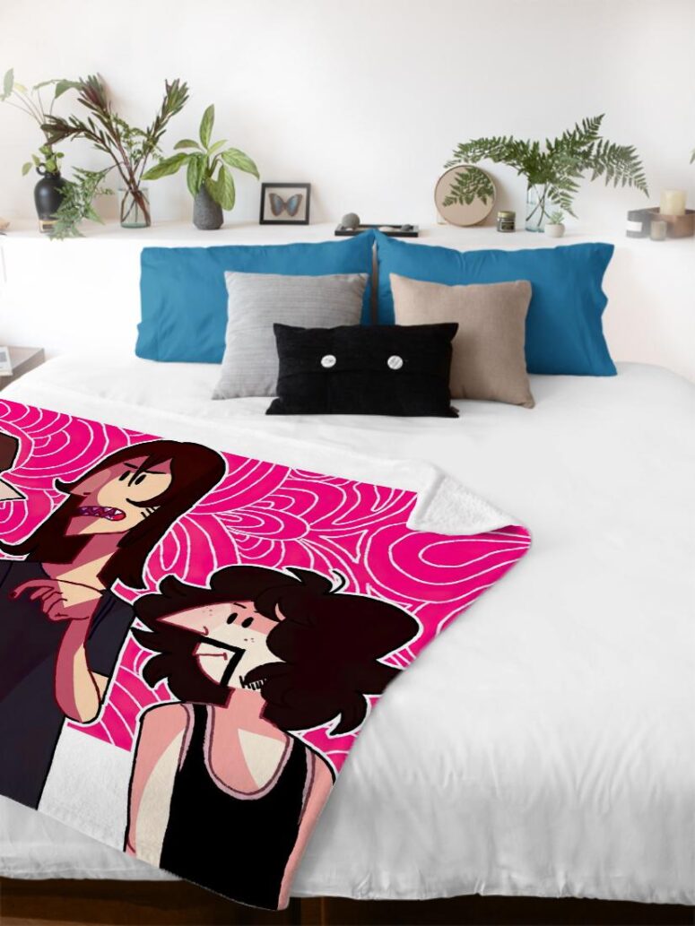 Pink Floyd Band Cartoon Art Velveteen Plush Blanket Pink Floyd Band Cartoon Art Velveteen Plush Blanket