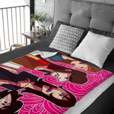 Pink Floyd Band Cartoon Art Velveteen Plush Blanket