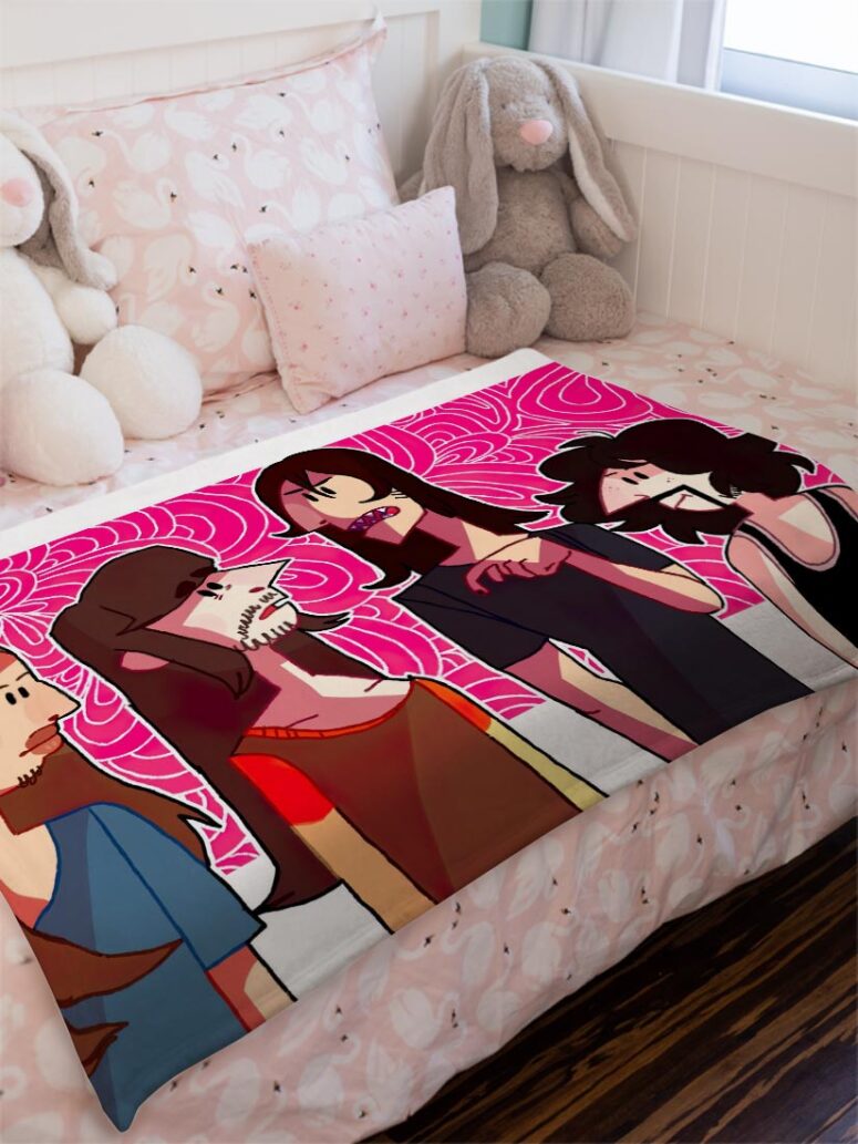 Pink Floyd Band Cartoon Art Velveteen Plush Blanket Pink Floyd Band Cartoon Art Velveteen Plush Blanket
