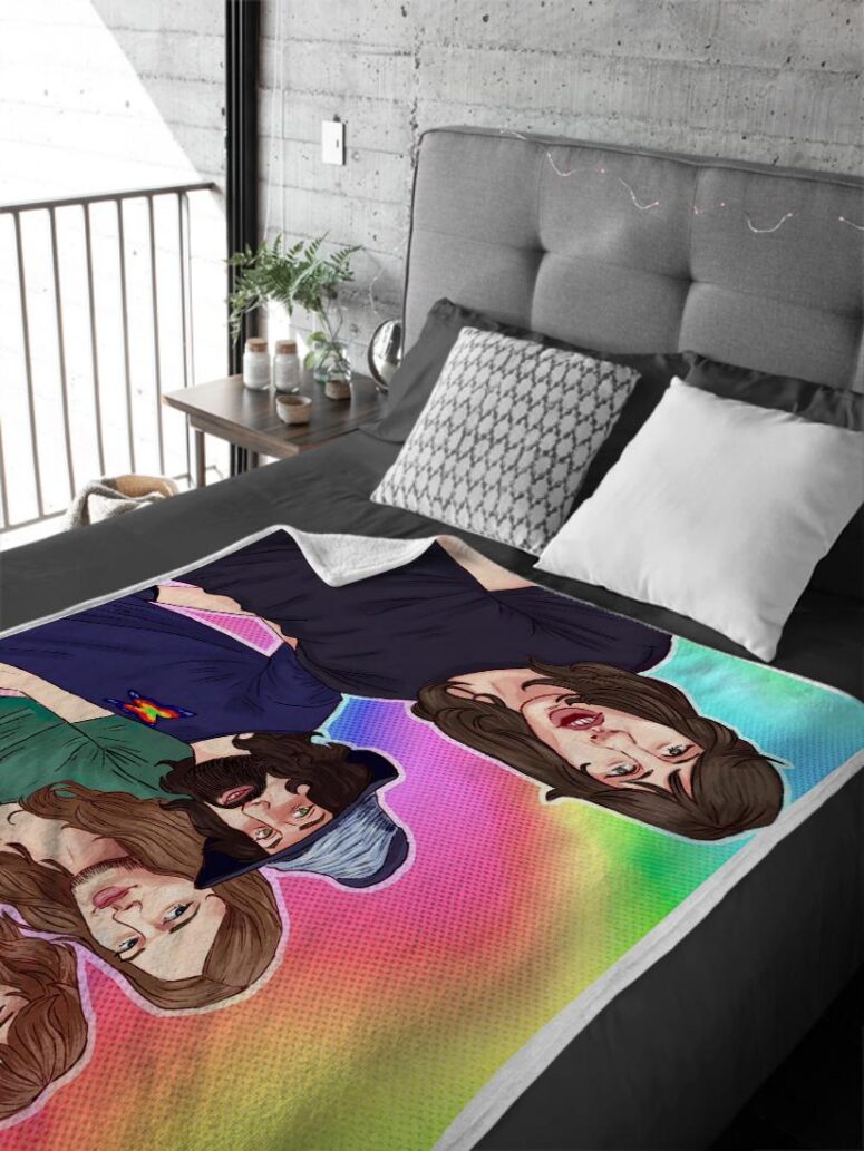 Pink Floyd Band Digital Art Velveteen Plush Blanket