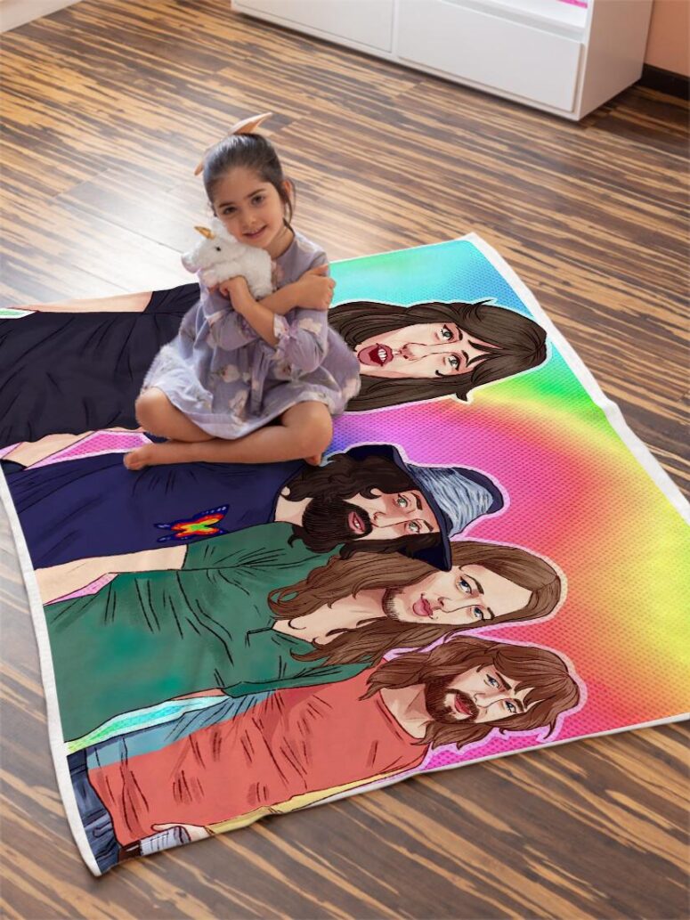 Pink Floyd Band Digital Art Velveteen Plush Blanket