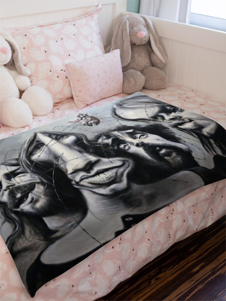 Pink Floyd Band Hand Drawing Art Velveteen Plush Blanket Pink Floyd Band Hand Drawing Art Velveteen Plush Blanket