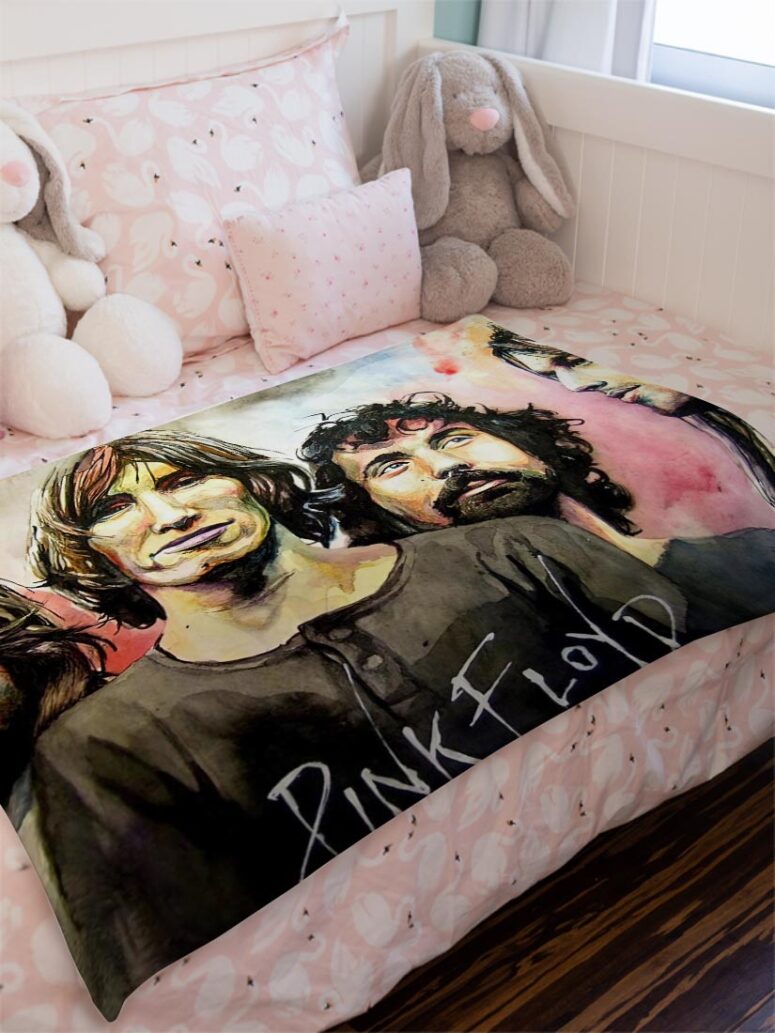Pink Floyd Band Water Color Art Velveteen Plush Blanket