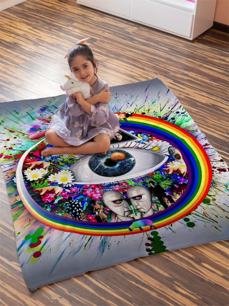 Pink Floyd Collage The Wall Pulse DSOTM Flower Diamond Ring Of Rainbow Velveteen Plush Blanket