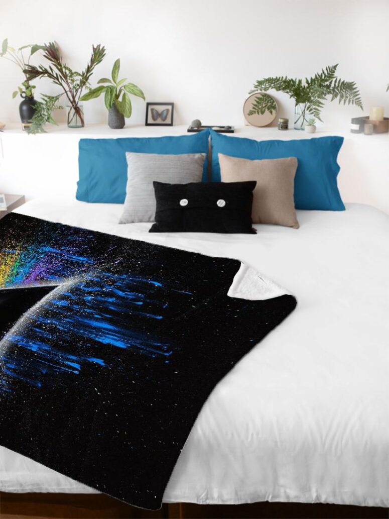 Pink Floyd Dark Side Of Moon Art Blue Velveteen Plush Blanket