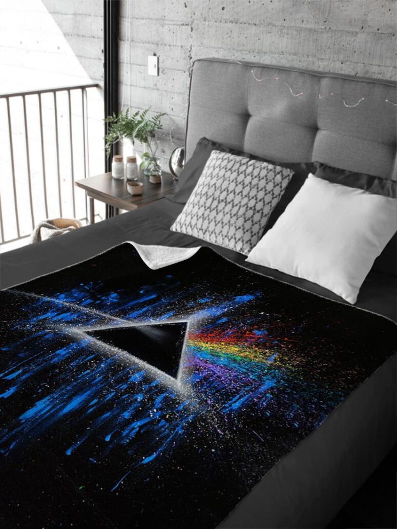 Pink Floyd Dark Side Of Moon Art Blue Velveteen Plush Blanket