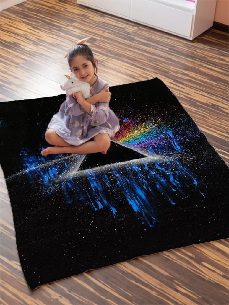 Pink Floyd Dark Side Of Moon Art Blue Velveteen Plush Blanket