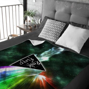 Dark Side Of Moon Galaxy Green Pink Floyd Velveteen Plush Blanket