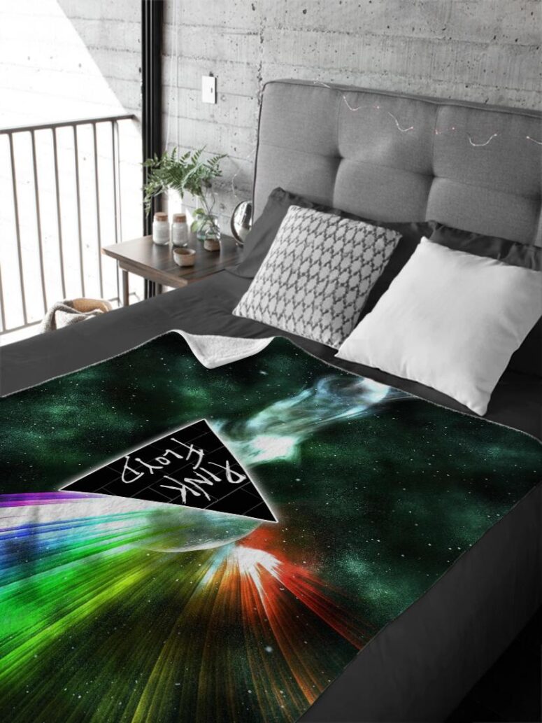 Dark Side Of Moon Galaxy Green Pink Floyd Velveteen Plush Blanket