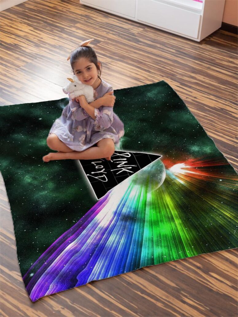 Dark Side Of Moon Galaxy Green Pink Floyd Velveteen Plush Blanket