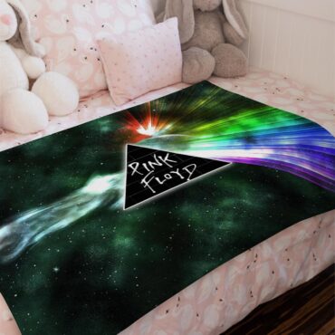 Dark Side Of Moon Galaxy Green Pink Floyd Velveteen Plush Blanket