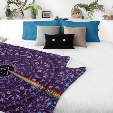Pink Floyd Dark Side of the Moon Album Psychedelic Velveteen Plush Blanket