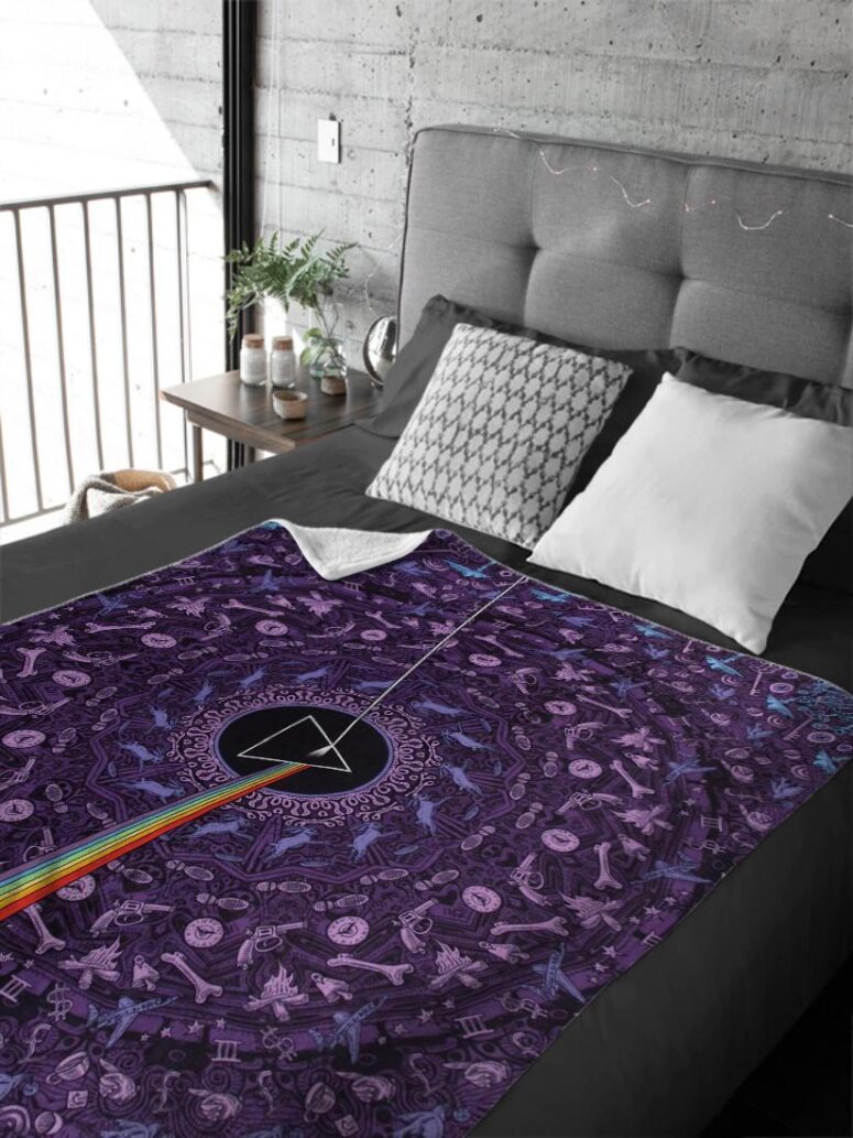 Pink Floyd Dark Side of the Moon Album Psychedelic Velveteen Plush Blanket Pink Floyd Dark Side of the Moon Album Psychedelic Velveteen Plush Blanket