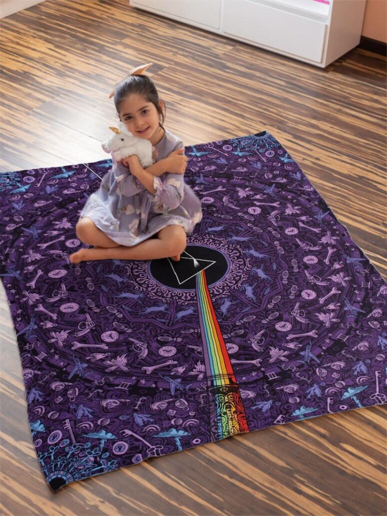Pink Floyd Dark Side of the Moon Album Psychedelic Velveteen Plush Blanket Pink Floyd Dark Side of the Moon Album Psychedelic Velveteen Plush Blanket