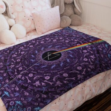 Pink Floyd Dark Side of the Moon Album Psychedelic Velveteen Plush Blanket