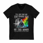 Pink Floyd I’ll See You On The Dark Side Of The Moon Matter Of Fact It’s All Dark Front Vneck Black - OtherBrick