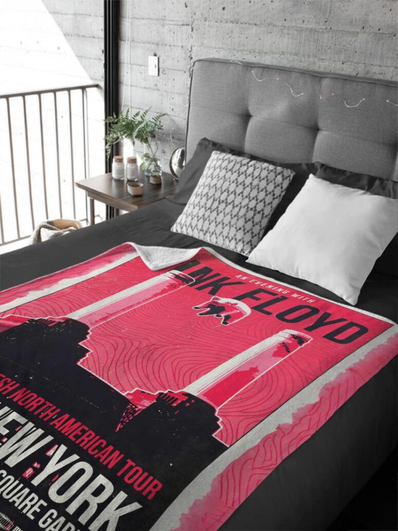 Pink Floyd In The Flesh North American Tour Poster Velveteen Plush Blanket