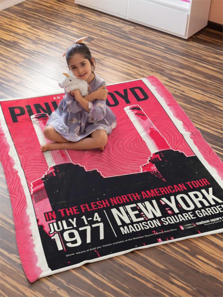 Pink Floyd In The Flesh North American Tour Poster Velveteen Plush Blanket