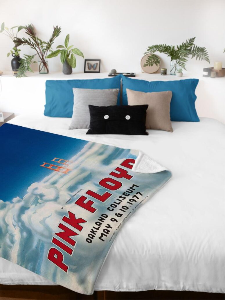 Pink Floyd Oakland Coliseum Poster Velveteen Plush Blanket Pink Floyd Oakland Coliseum Poster Velveteen Plush Blanket