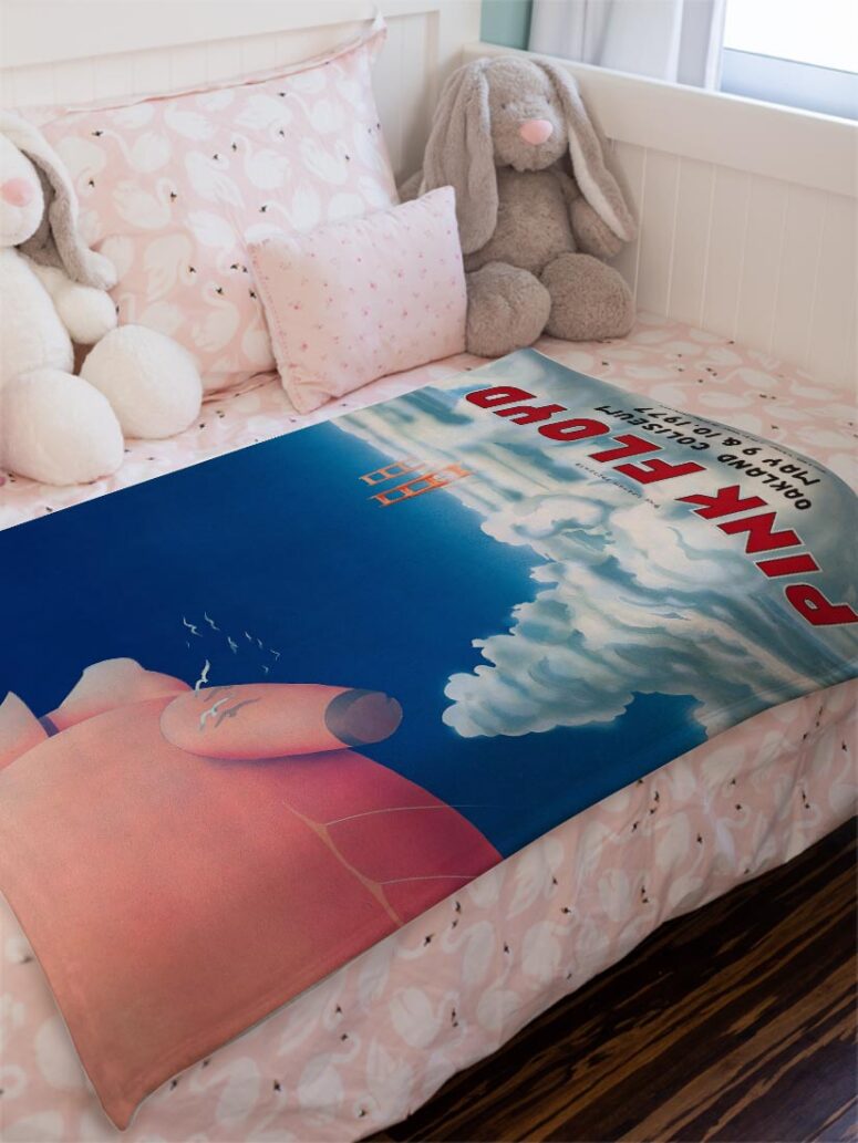 Pink Floyd Oakland Coliseum Poster Velveteen Plush Blanket Pink Floyd Oakland Coliseum Poster Velveteen Plush Blanket